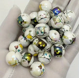 16mm Cute Cat Print Beads Mix-F9