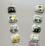 16mm Cute Cat Print Beads Mix-F9