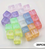 16mm Glitter Shimmer Cube Beads