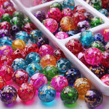 8mm Transparent Colored Paint Spatter Beads