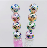 Rough Face Paw Print Beads - J8