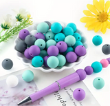 15 mm Silicone Peacock Colored Beads Mix