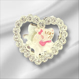 28mm  Character Alloy Rhinestone Heart Beads-U12