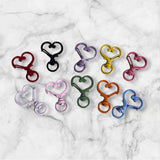 Heart Shaped Snap Clamp Keyrings (10Pc)