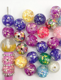 16mm Clear w Confetti Beads Mix