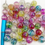 16mm Bright Colored Transparent Pumpkin Bead Mix with Silver Lining